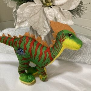 Lime Green Striped Dinosaur Stuffed Animal